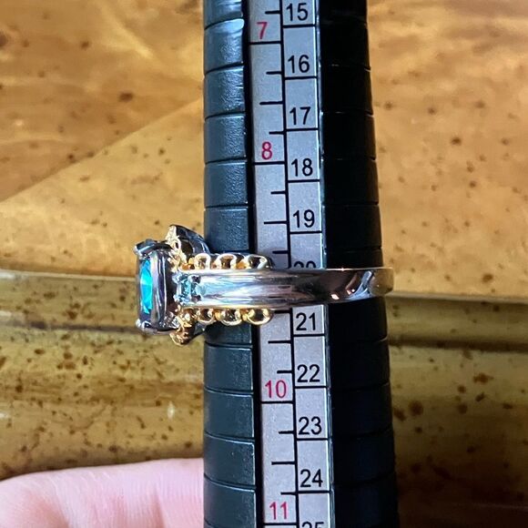 Mystic Topaz Moissanite Sterling Silver Ring Size 9 - Picture 9 of 10